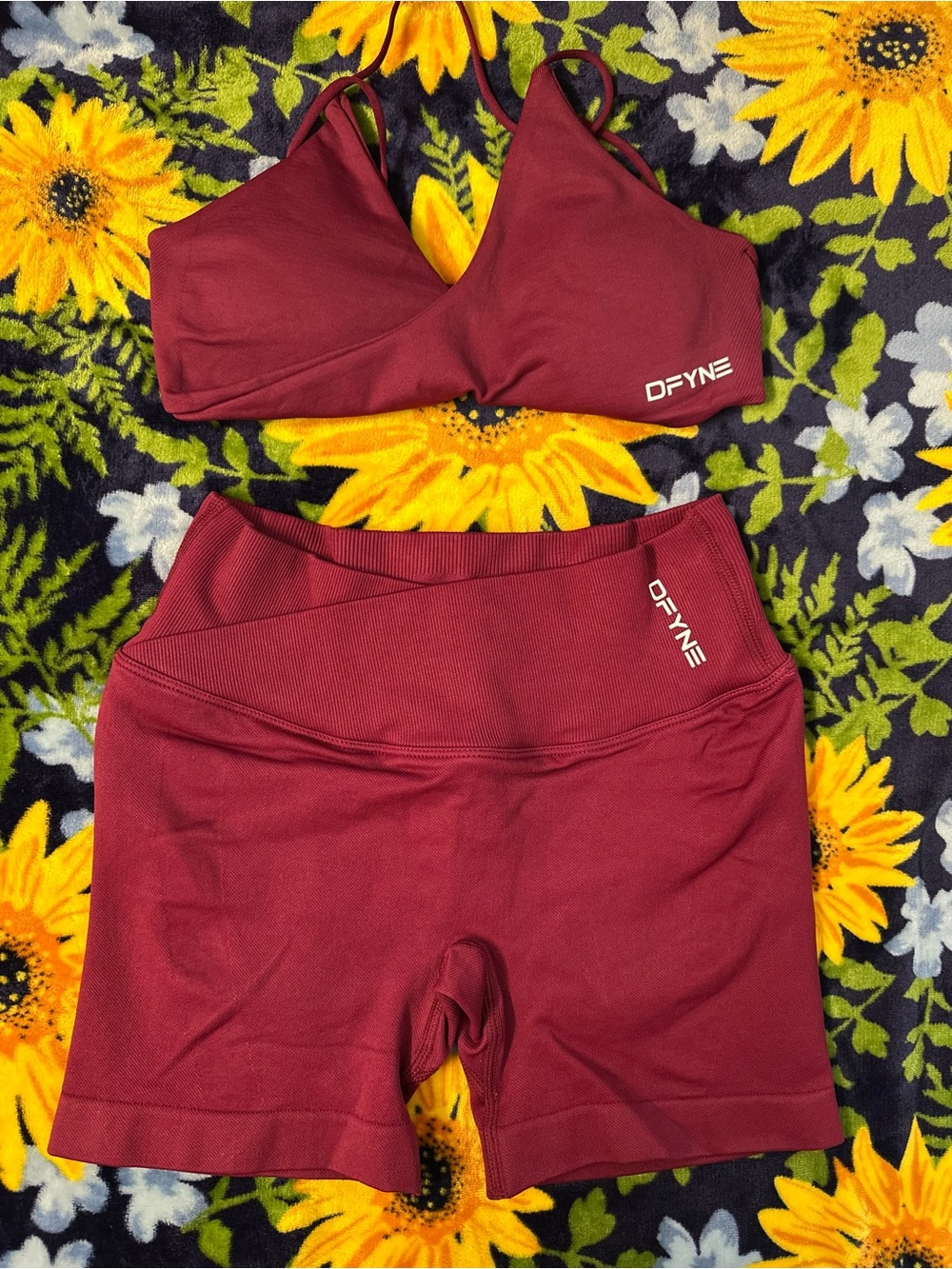 Women's Burgundy High-Waist Active Shorts set